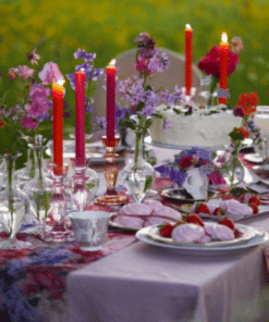 Pink Glass Candle Holder - 16cm