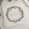 White Merry Christmas Wreath Paper Napkins