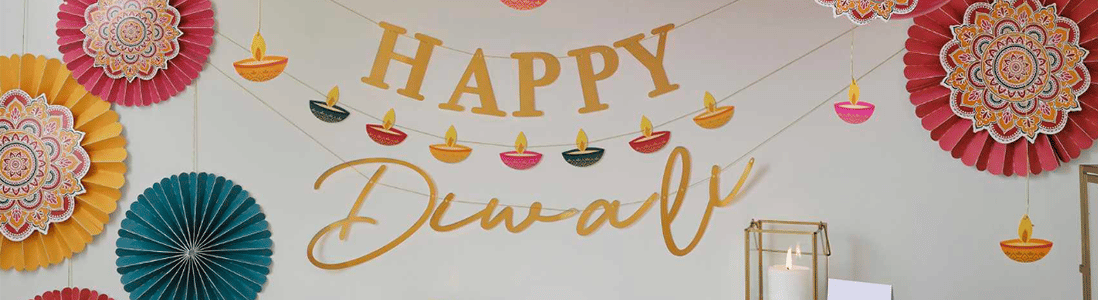 Diwali Celebration Ideas, Tableware, Banners, Accessories Next Day Delivery