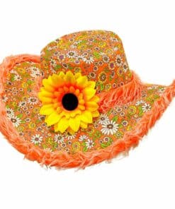 Floral Orange Hat with Sunflower