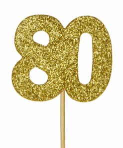 Gold 80 Glitter Cupcake Topper