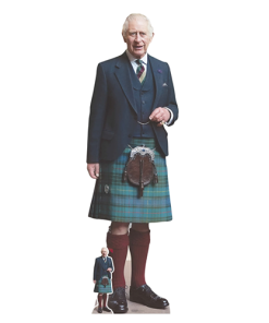 Alternative view of King Charles Kilt Lifesize Cardboard Prop 1.8m – FREE Mini Tabletop Prop  - Next Day Delivery Available