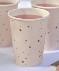 Pink and Gold Star Paper Party Cups