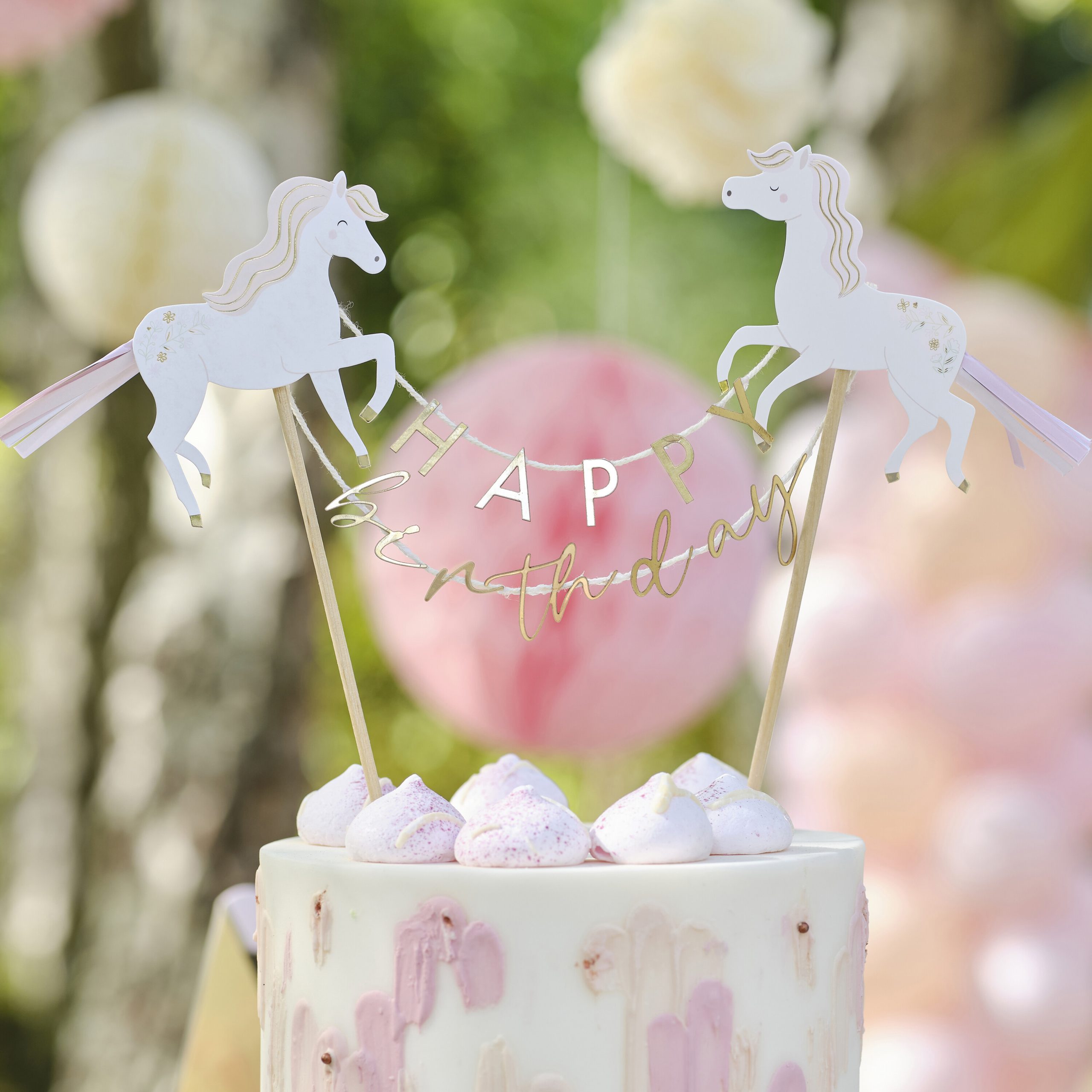 Princess Unicorn Happy Birthday Cake Topper