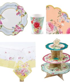 Vintage Tea Party Pack For 12 with Cupcake Stand