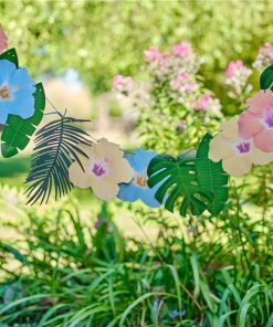 Hawaiian Palm Leaf Hibiscus Flower Tropical Party Garland Decoration