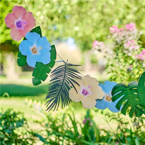 Hawaiian Palm Leaf Hibiscus Flower Tropical Party Garland Decoration