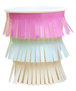 Hawaiian Tassel Fringe Paper Cups with Flower Toppers