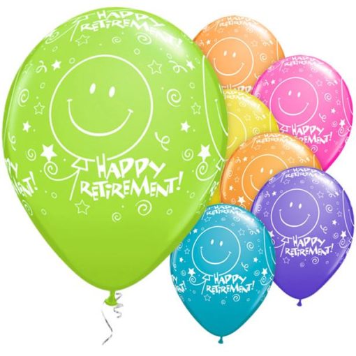 Retirement Smiley Face Printed Latex Balloons
