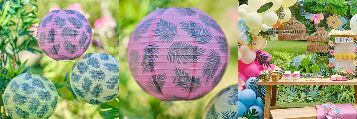 Hawaiian Palm Leaf Printed Hanging Lantern Decorations