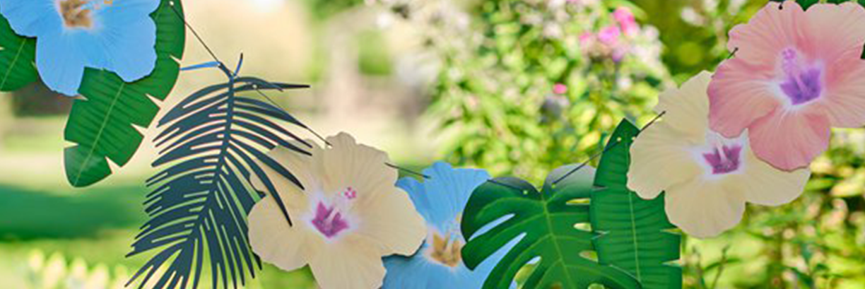 Hawaiian Palm Leaf Hibiscus Flower Tropical Party Garland Decoration