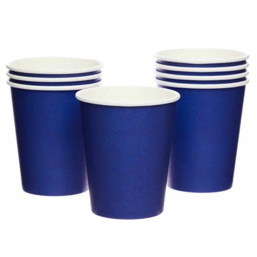 Dark Blue Navy Eco-Friendly Paper Cups - 237mls (Pk 8)
