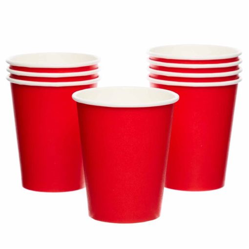 Red Eco-Friendly Paper Cups - 237mls (Pk 8)