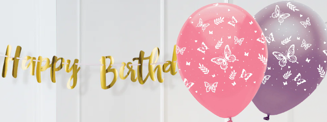 Butterfly Shimmer Printed Latex Balloons