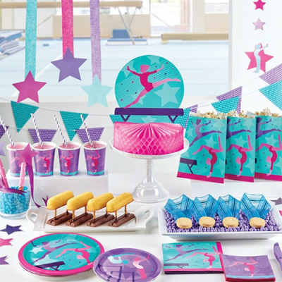 Gymnastic Themed Party - Disposable Plates, Cups & Napkins plus Gymnastic themed party decorations