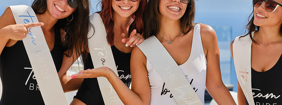 Silver The Bride Hen Party Sash