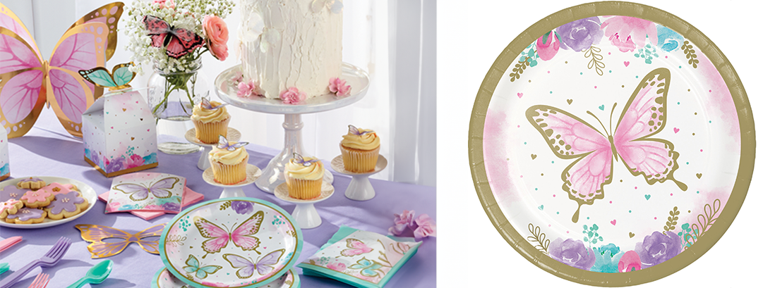 Butterfly Shimmer Paper Dessert Plates