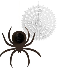 Halloween Honeycomb Spider & Web Decoration