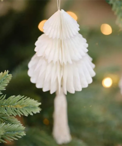 Honeycomb Christmas Decorations with Macrame Tassels
