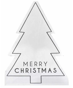 Black and White Merry Christmas Napkins
