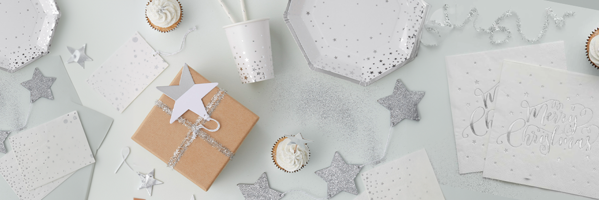 Silver Foiled Merry Christmas Napkins