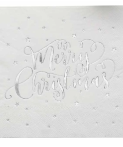 Alternative view of Silver Foiled Merry Christmas Napkins, 33cm (Pk 20)