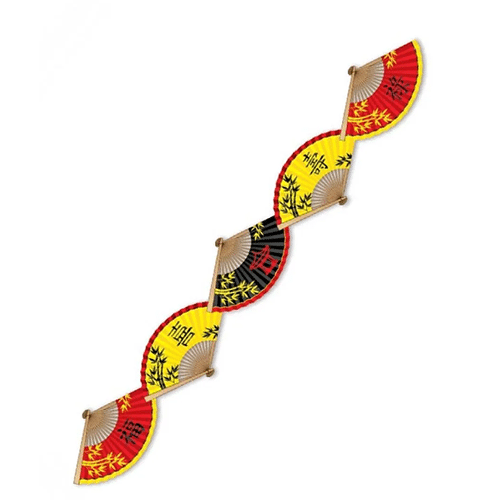 Chinese Paper Fan Garland, Napkins & Fortune Cookies
