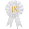 White & Gold Sparkle 18th Rosette Badge