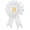 White & Gold Sparkle 70th Rosette Badge