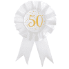 White & Gold Sparkle 50th Rosette Badge