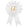 White & Gold Sparkle 60th Rosette Badge