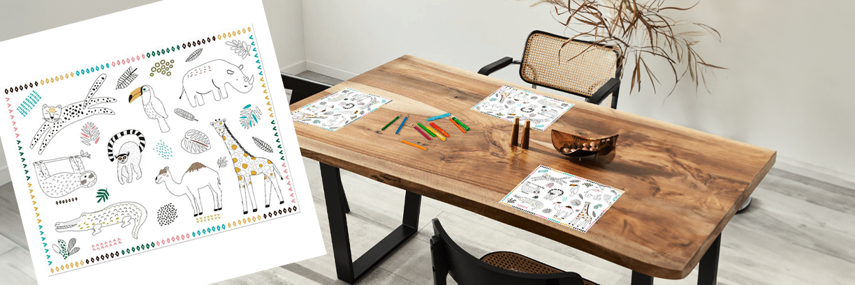 Zoo Themed Colouring Placemats, Zoo Animal Plates