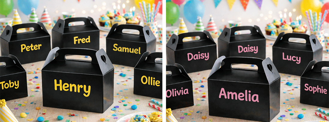 Personalised Black Food Boxes For Parties