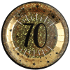 Sparkling Gold 70th Birthday Party Paper Plates