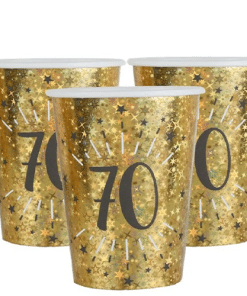 Sparkling Gold 70th Birthday Party Paper Cups