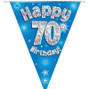 70th Birthday Blue Holographic Blue Banner