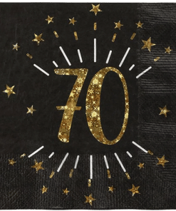 Sparkling Gold 70th Birthday Party Paper Napkins