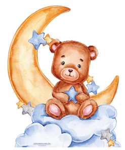 Cute Blue Baby Teddy Bear Moon Cardboard Prop Balloon Backdrop