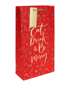 Eat Drink & Be Merry Double Bottle Gift Bag