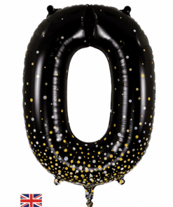 Black & Gold Giant Number Balloon - 0