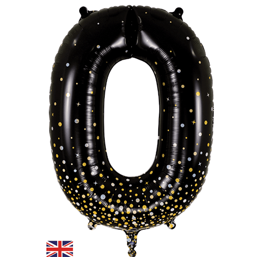 Black & Gold Giant Number Balloon - 0