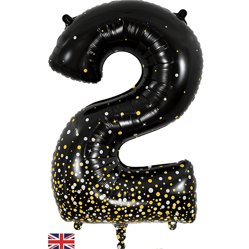 Black & Gold Giant Number 2 Balloon