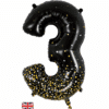 Black & Gold Giant Number 3 Balloon