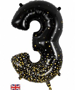 Black & Gold Giant Number 3 Balloon