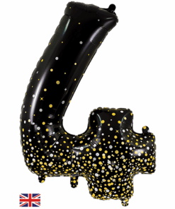 Black & Gold Giant Number 4 Balloon