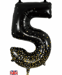 Black & Gold Giant Number 5 Balloon