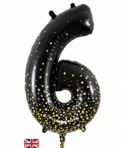 Black & Gold Giant Number 6 Balloon