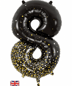 Black & Gold Giant Number 8 Balloon