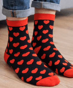 Heart Printed Mens Valentines Socks